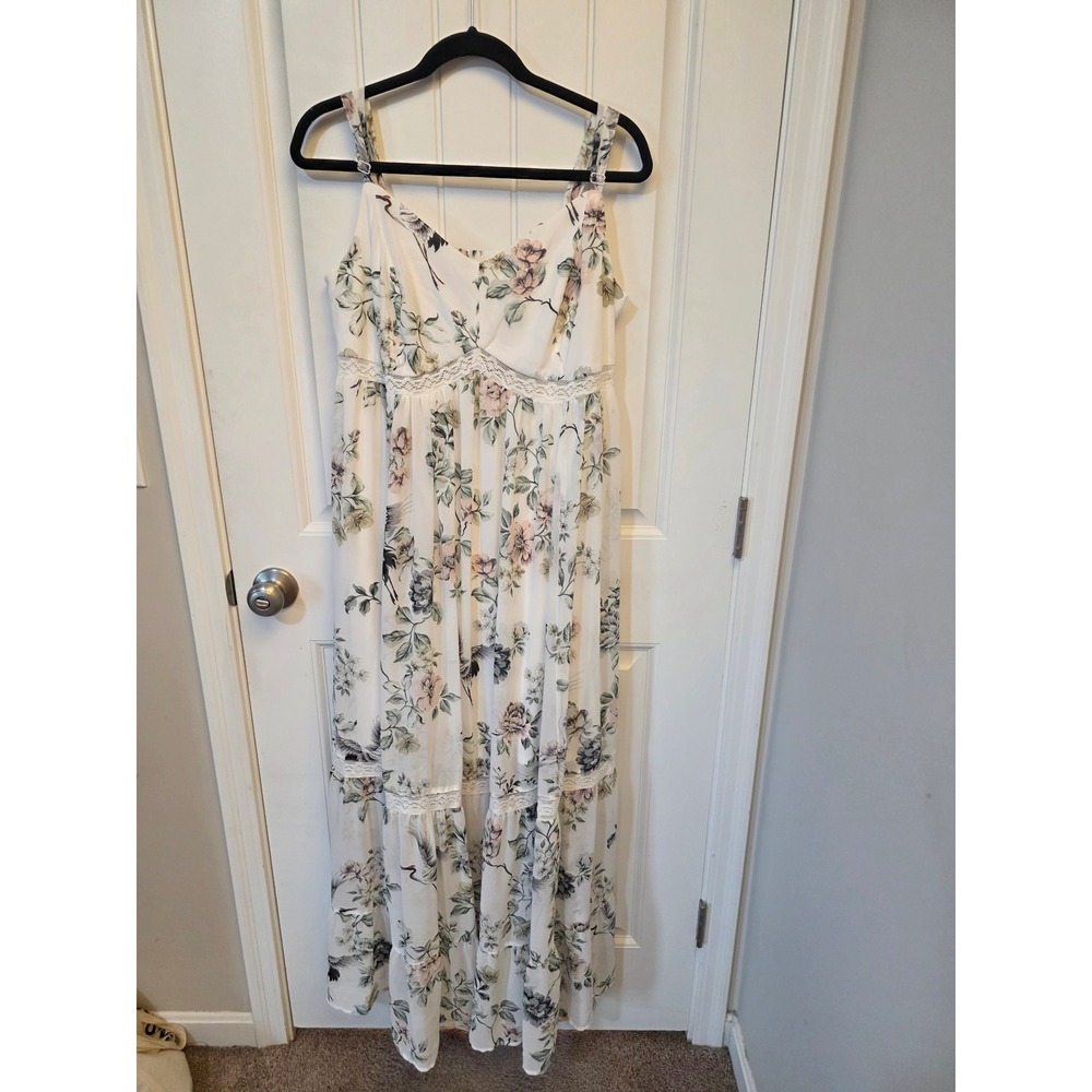 Torrid Floral Maxi Dress Size 0 Large Cottagecore Prairie Boho Empire Waist